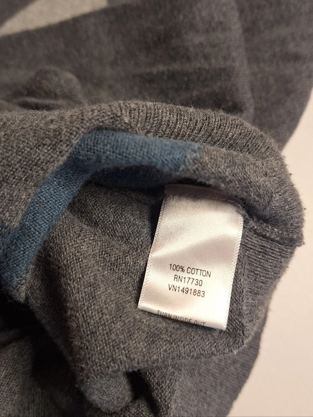 Merona Argyle Knit Pullover Sweater V-Neck Long Sleeve Gray Blue Mens Size 2X